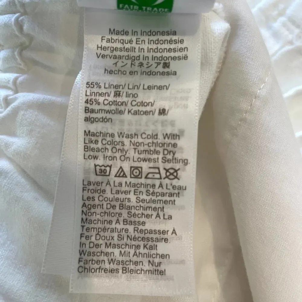 J.Crew Factory Linen Blend Slim Wide Leg Drawstring Pant Holiday CG402 White 2 - Picture 14 of 14